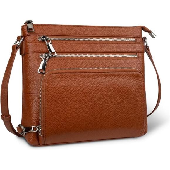 Genuine Leather Crossbody Bag for Women Anti Theft RFID Purse Shoulder Handbag - Picture 1 of 7